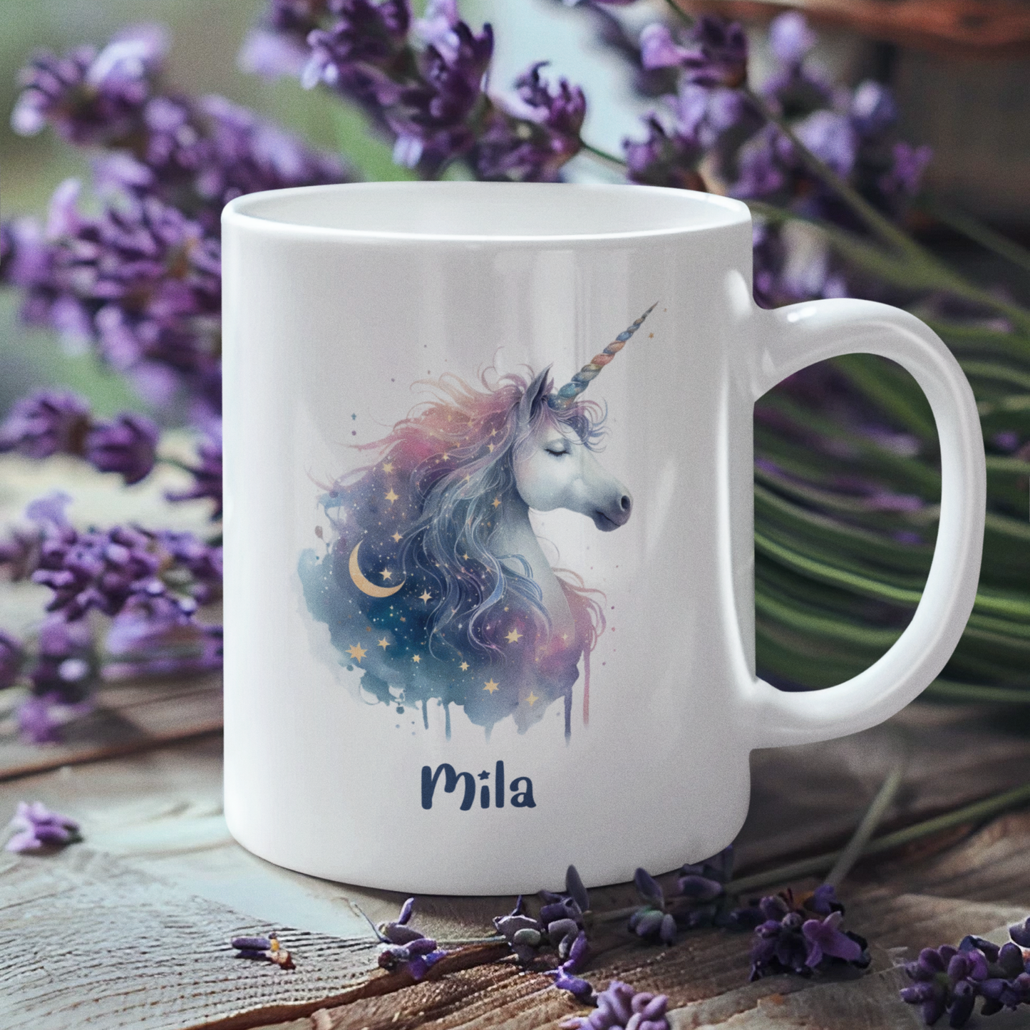 Tasse weiß Einhorn personalisiert mit Wunschname Geschenk Geburtstag