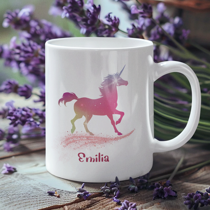 Tasse weiß Einhorn personalisiert mit Wunschname Geschenk Geburtstag