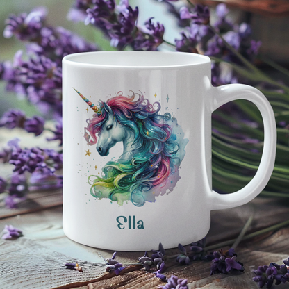 Tasse weiß Einhorn personalisiert mit Wunschname Geschenk Geburtstag