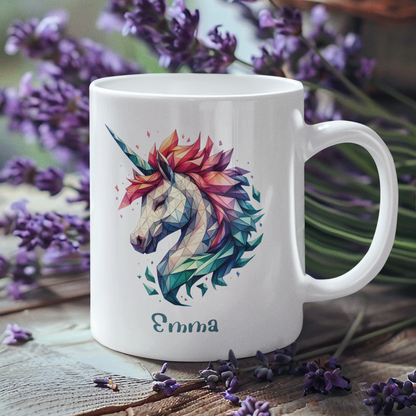 Tasse weiß Einhorn personalisiert mit Wunschname Geschenk Geburtstag