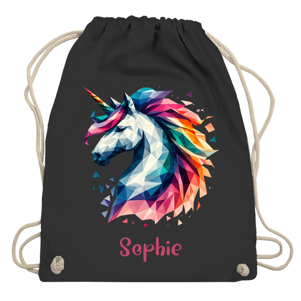 Turnbeutel Einhorn personalisiert mit Wunschname Geschenk Geburtstag