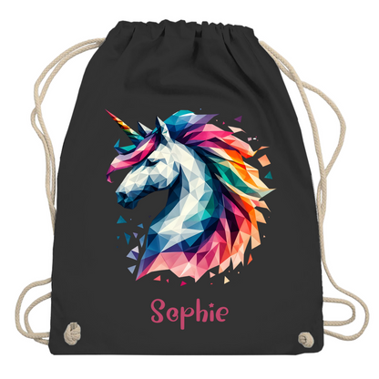Turnbeutel Einhorn personalisiert mit Wunschname Geschenk Geburtstag