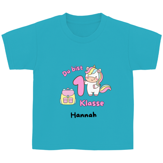T-Shirt Schulanfang personalisiert Einhorn Mädchen Geschenk Einschulung Schultüte