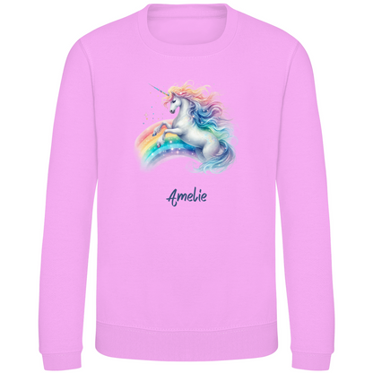 Kinder Sweatshirt Einhorn personalisiert mit Wunschname Geschenk Geburtstag