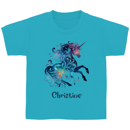 Kinder Basic T-Shirt Einhorn personalisiert mit Wunschname Geschenk Geburtstag