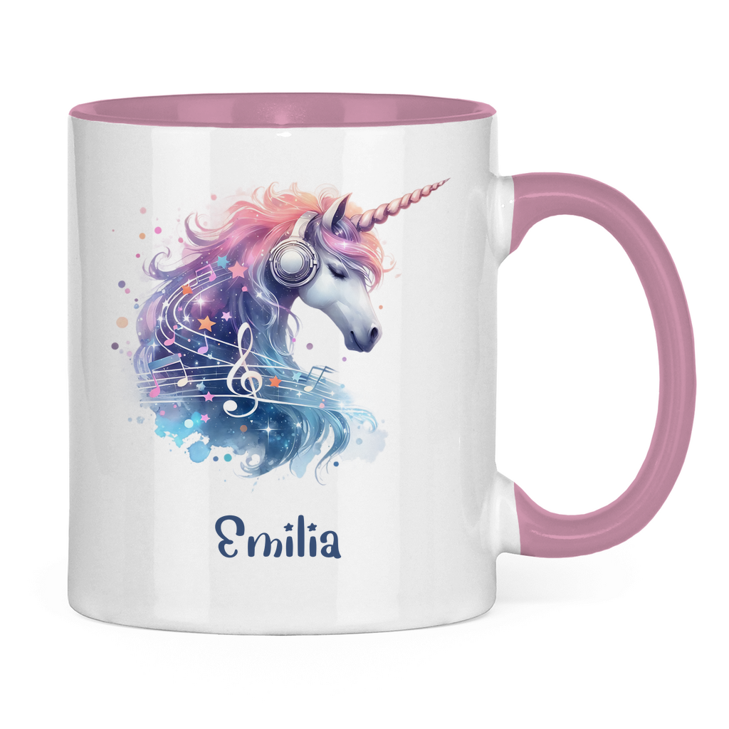 Tasse zweifarbig Einhorn personalisiert mit Wunschname Geschenk Geburtstag