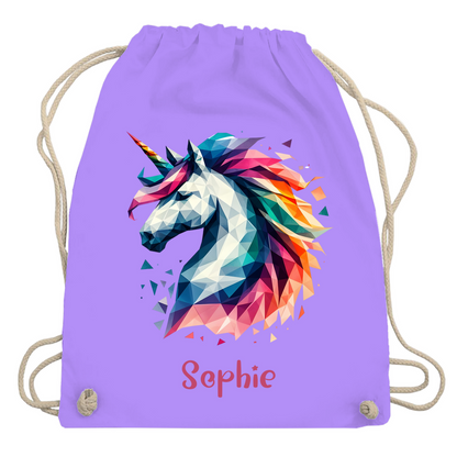 Turnbeutel Einhorn personalisiert mit Wunschname Geschenk Geburtstag