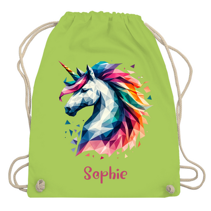 Turnbeutel Einhorn personalisiert mit Wunschname Geschenk Geburtstag