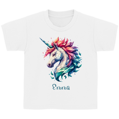 Kinder Basic T-Shirt Einhorn personalisiert mit Wunschname Geschenk Geburtstag
