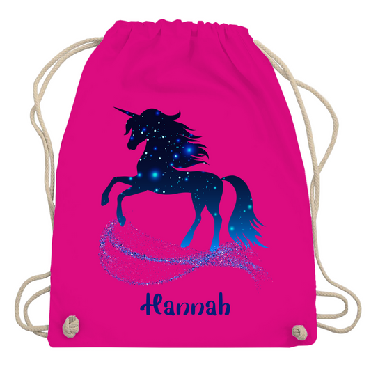 Turnbeutel Einhorn personalisiert mit Wunschname Geschenk Geburtstag