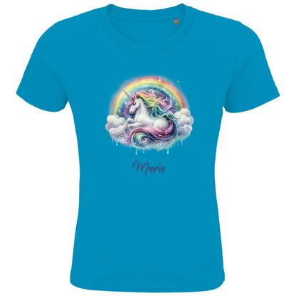 Kids Premium Bio T-Shirt Einhorn personalisiert mit Wunschname Geschenk Geburtstag