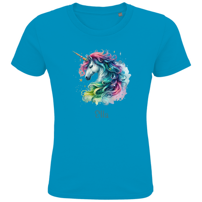Kids Premium Bio T-Shirt Einhorn personalisiert mit Wunschname Geschenk Geburtstag