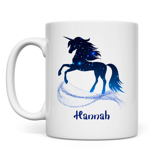 Tasse weiß Einhorn personalisiert mit Wunschname Geschenk Geburtstag