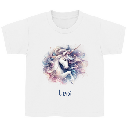 Kinder Basic T-Shirt Einhorn personalisiert mit Wunschname Geschenk Geburtstag