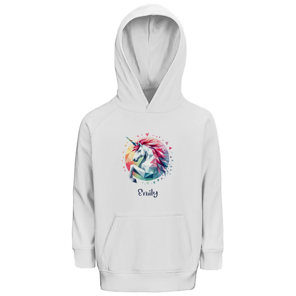 Kinder Premium Bio Hoodie Einhorn personalisiert mit Wunschname Geschenk