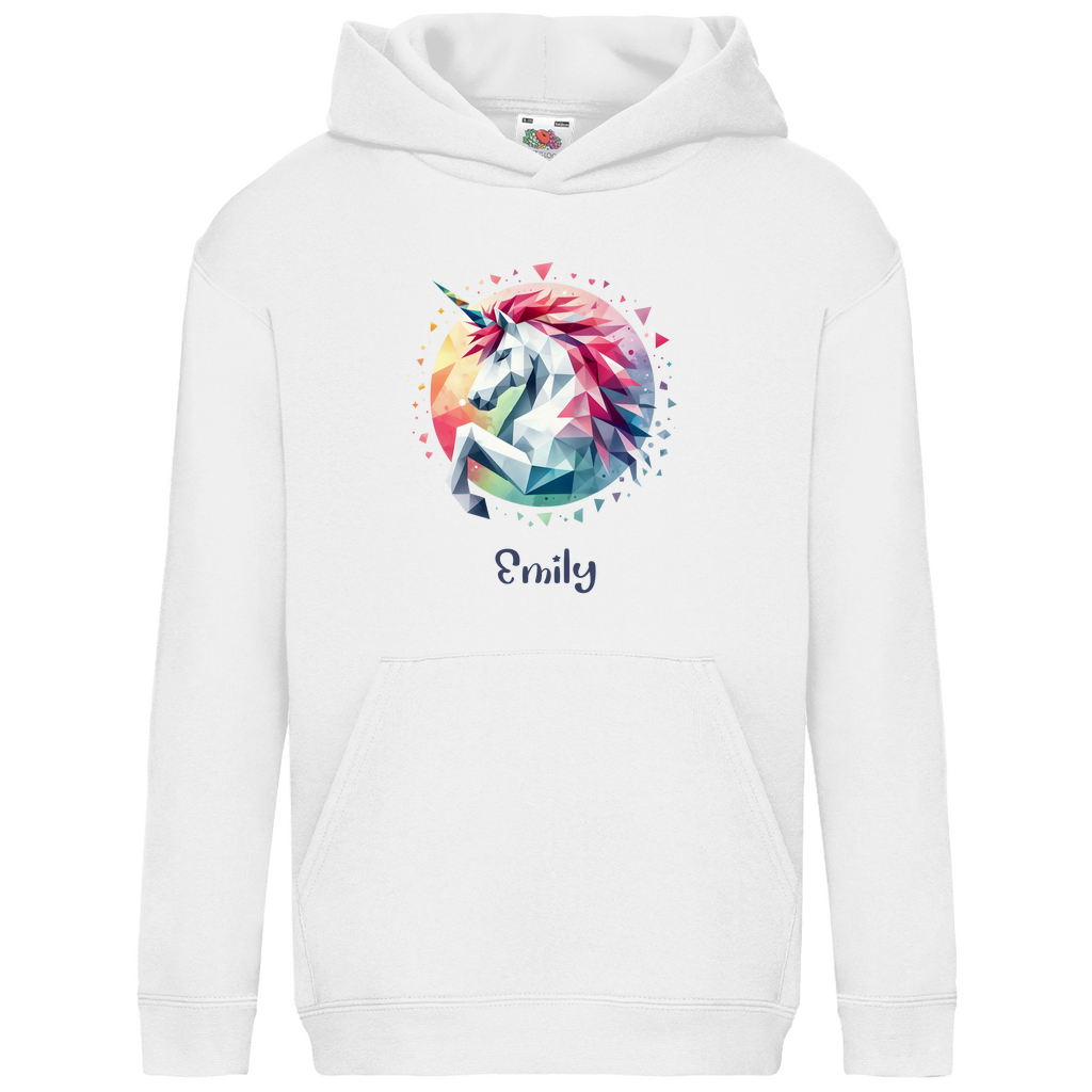 Kids Basic Bio Hoodie Einhorn personalisiert mit Wunschname Geschenk Geburtstag