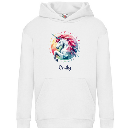 Kids Basic Bio Hoodie Einhorn personalisiert mit Wunschname Geschenk Geburtstag