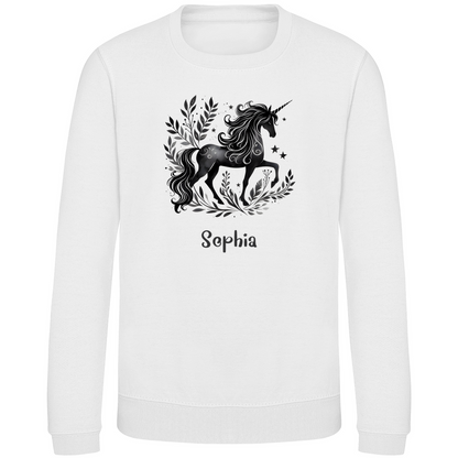 Kinder Sweatshirt Einhorn personalisiert mit Wunschname Geschenk Geburtstag