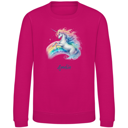 Kinder Sweatshirt Einhorn personalisiert mit Wunschname Geschenk Geburtstag
