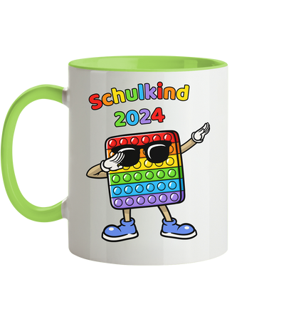 Tasse Schulanfang Pop it Schulkind 2024 Einschulung Junge Mädchen zweifarbig