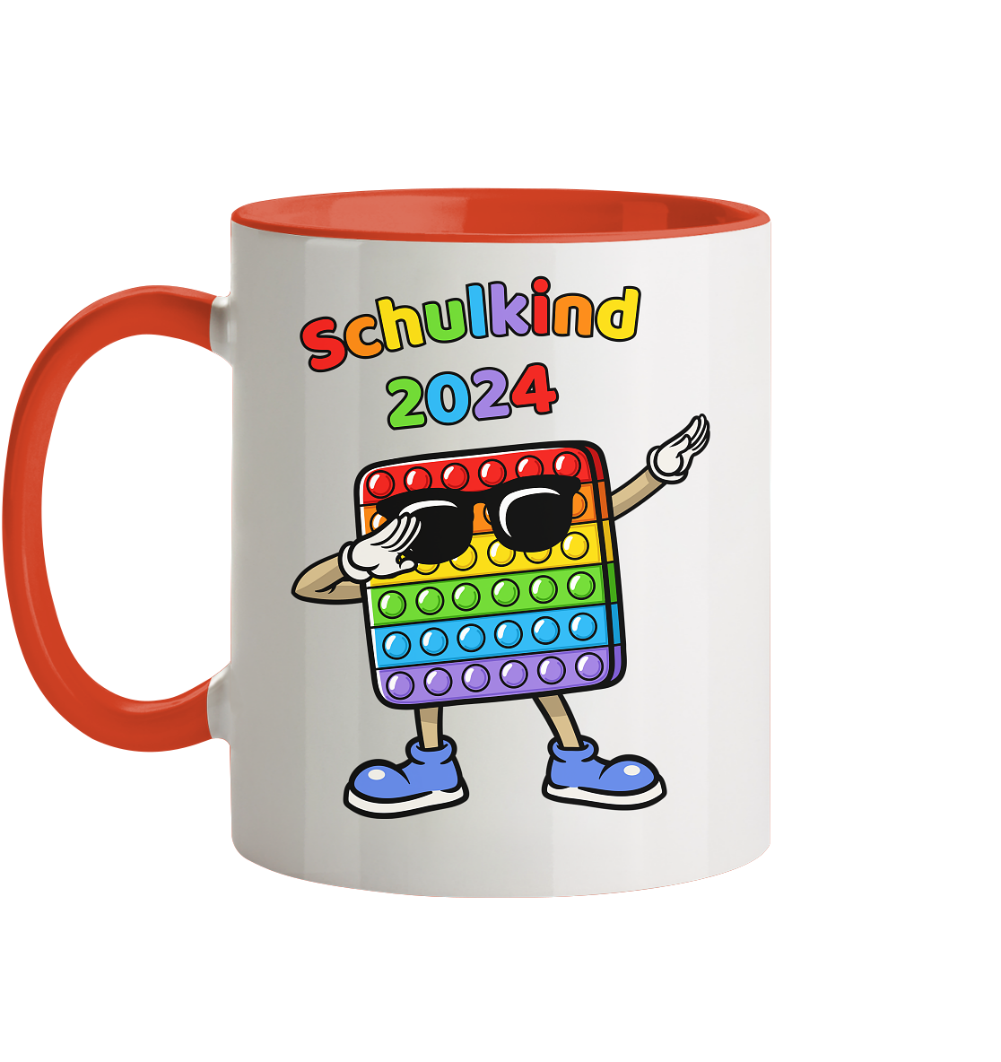 Tasse Schulanfang Pop it Schulkind 2024 Einschulung Junge Mädchen zweifarbig