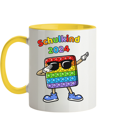 Tasse Schulanfang Pop it Schulkind 2024 Einschulung Junge Mädchen zweifarbig