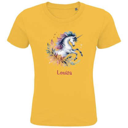 Kids Premium Bio T-Shirt Einhorn personalisiert mit Wunschname Geschenk Geburtstag