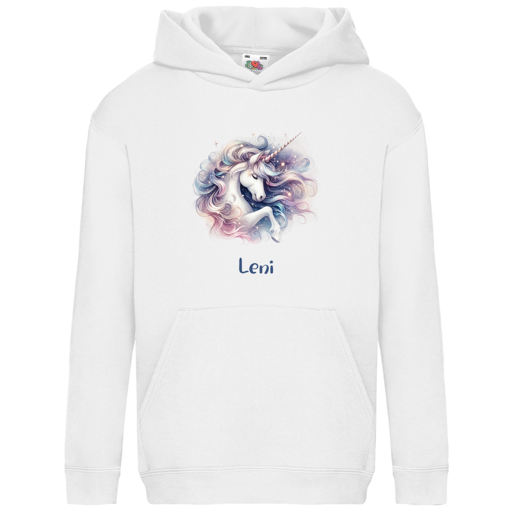 Kids Basic Bio Hoodie Einhorn personalisiert mit Wunschname Geschenk Geburtstag