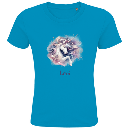 Kids Premium Bio T-Shirt Einhorn personalisiert mit Wunschname Geschenk Geburtstag
