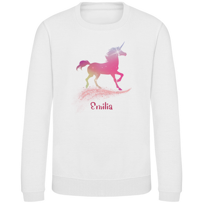 Kinder Sweatshirt Einhorn personalisiert mit Wunschname Geschenk Geburtstag