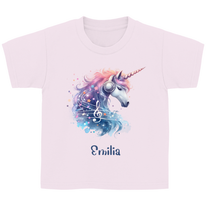 Kinder Basic T-Shirt Einhorn personalisiert mit Wunschname Geschenk Geburtstag