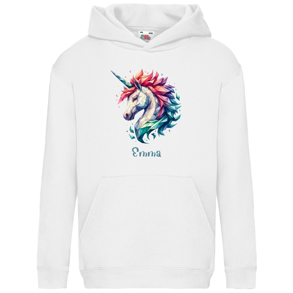 Kids Basic Bio Hoodie Einhorn personalisiert mit Wunschname Geschenk Geburtstag