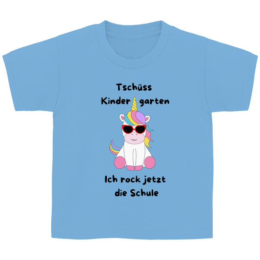 T-Shirt Schulanfang Einhorn Tschüss Kindergarten Mädchen Geschenk Einschulung