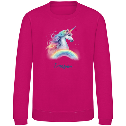 Kinder Sweatshirt Einhorn personalisiert mit Wunschname Geschenk Geburtstag