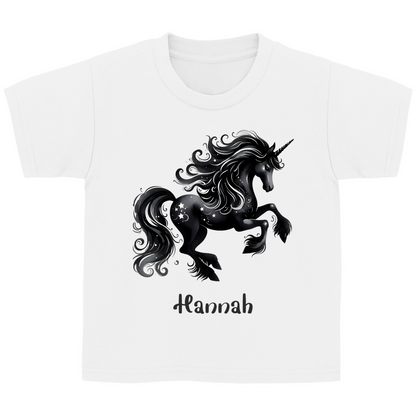 Kinder Basic T-Shirt Einhorn personalisiert mit Wunschname Geschenk Geburtstag