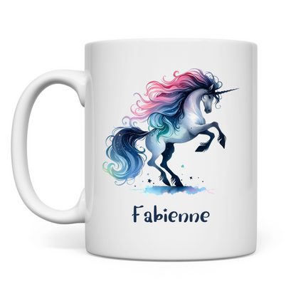 Tasse weiß Einhorn personalisiert mit Wunschname Geschenk Geburtstag