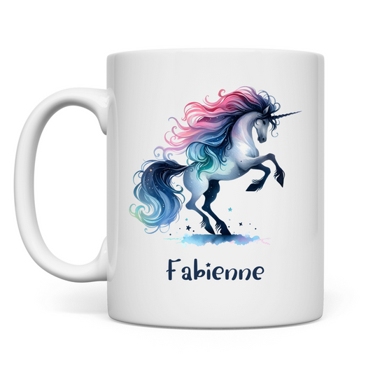 Tasse weiß Einhorn personalisiert mit Wunschname Geschenk Geburtstag