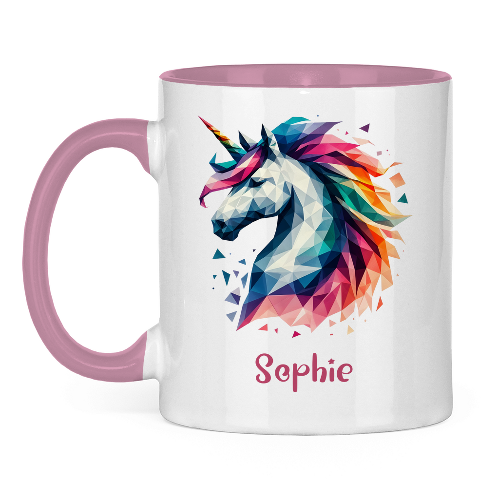 Tasse zweifarbig Einhorn personalisiert mit Wunschname Geschenk Geburtstag