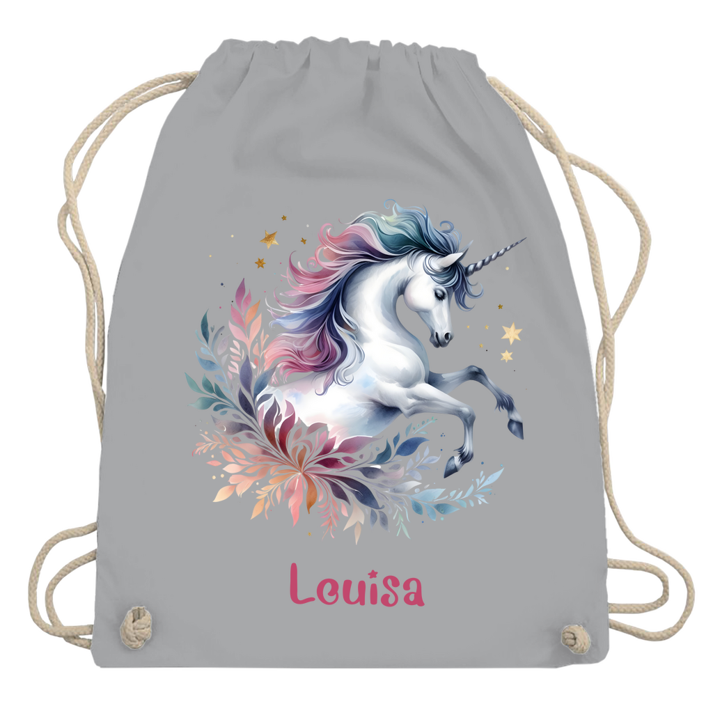 Turnbeutel Einhorn personalisiert mit Wunschname Geschenk Geburtstag