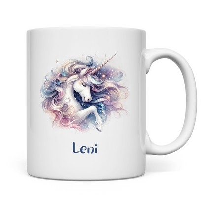 Tasse weiß Einhorn personalisiert mit Wunschname Geschenk Geburtstag