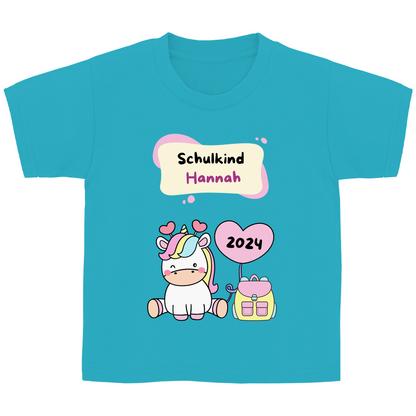 T-Shirt Schulanfang personalisiert Einhorn Mädchen Geschenk Einschulung Schultüte