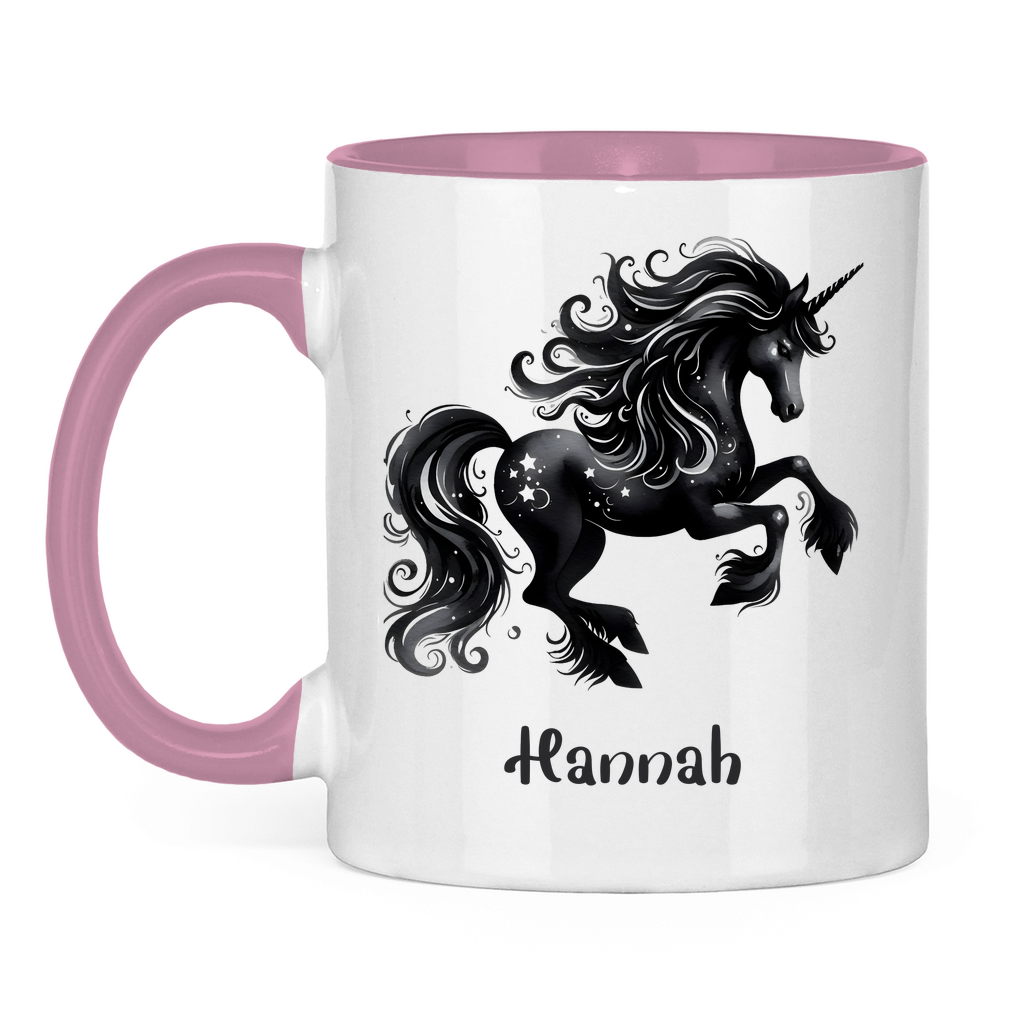 Tasse zweifarbig Einhorn personalisiert mit Wunschname Geschenk Geburtstag