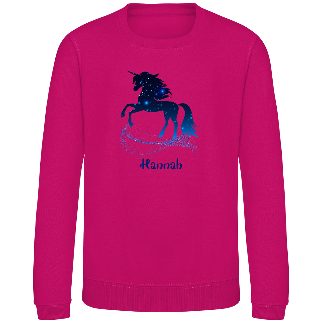 Kinder Sweatshirt Einhorn personalisiert mit Wunschname Geschenk Geburtstag