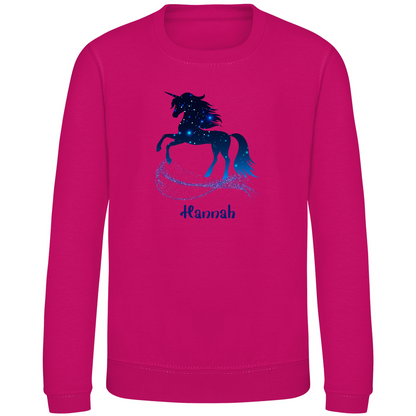Kinder Sweatshirt Einhorn personalisiert mit Wunschname Geschenk Geburtstag