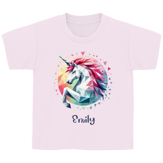 Kinder Basic T-Shirt Einhorn personalisiert mit Wunschname Geschenk Geburtstag