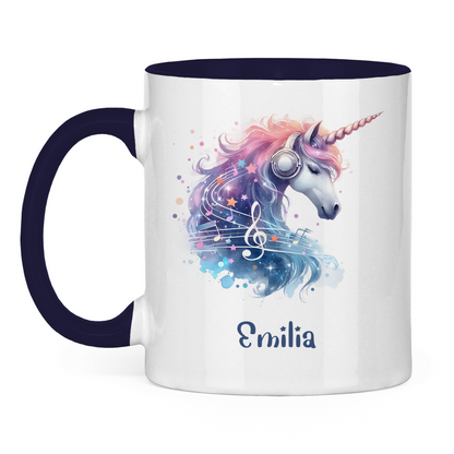 Tasse zweifarbig Einhorn personalisiert mit Wunschname Geschenk Geburtstag