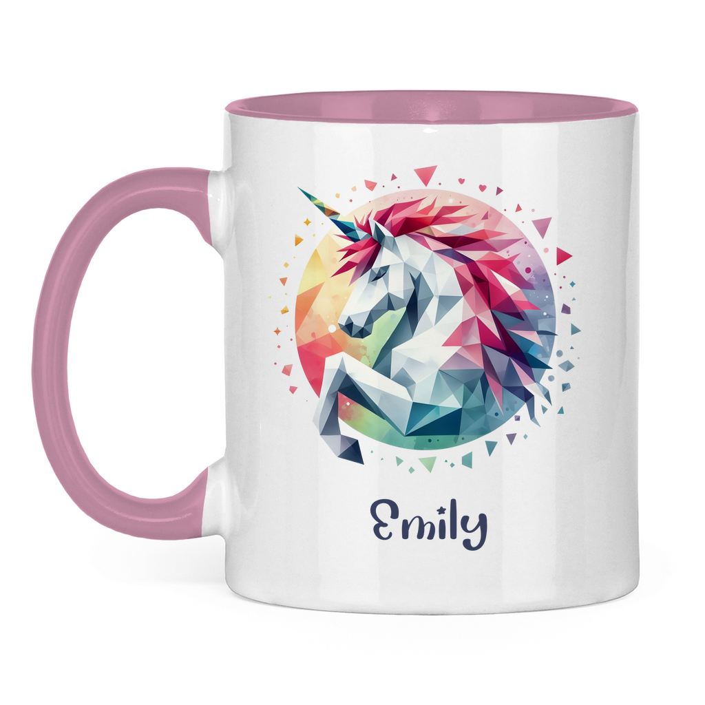 Tasse zweifarbig Einhorn personalisiert mit Wunschname Geschenk Geburtstag
