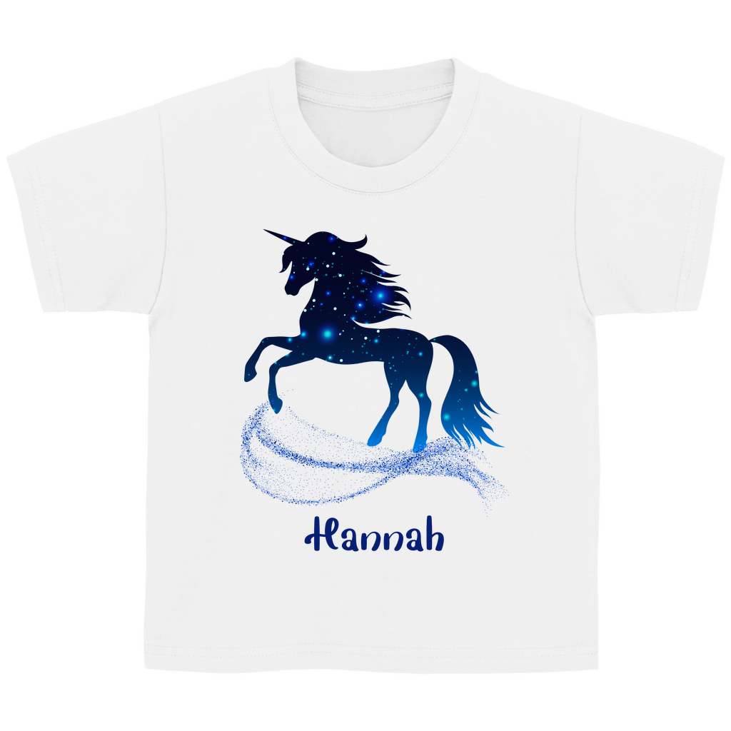 Kinder Basic T-Shirt Einhorn personalisiert mit Wunschname Geschenk Geburtstag