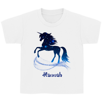 Kinder Basic T-Shirt Einhorn personalisiert mit Wunschname Geschenk Geburtstag