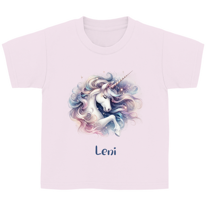Kinder Basic T-Shirt Einhorn personalisiert mit Wunschname Geschenk Geburtstag
